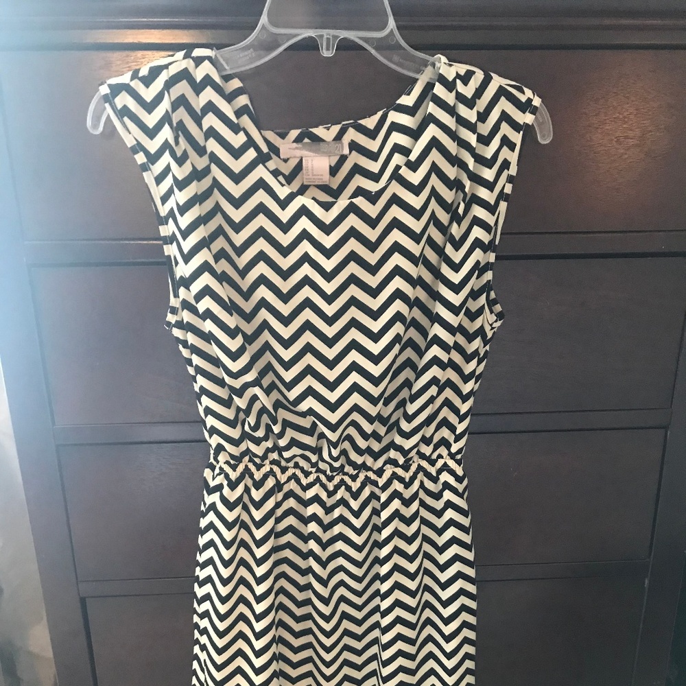 Lined Chevron Empire Waist Dress